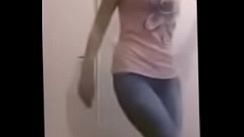 Skinny Georgian dances light striptease in bra and jeans
